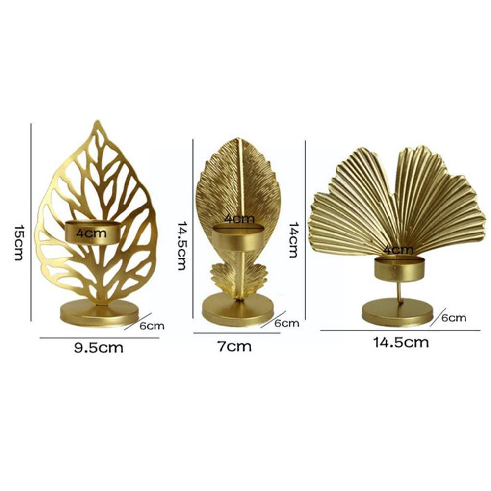 Black Wrought Iron Candle Holder Golden Base Living Desktop Decoration Christmas Leaf Room Crafts Simple 2024 Gold