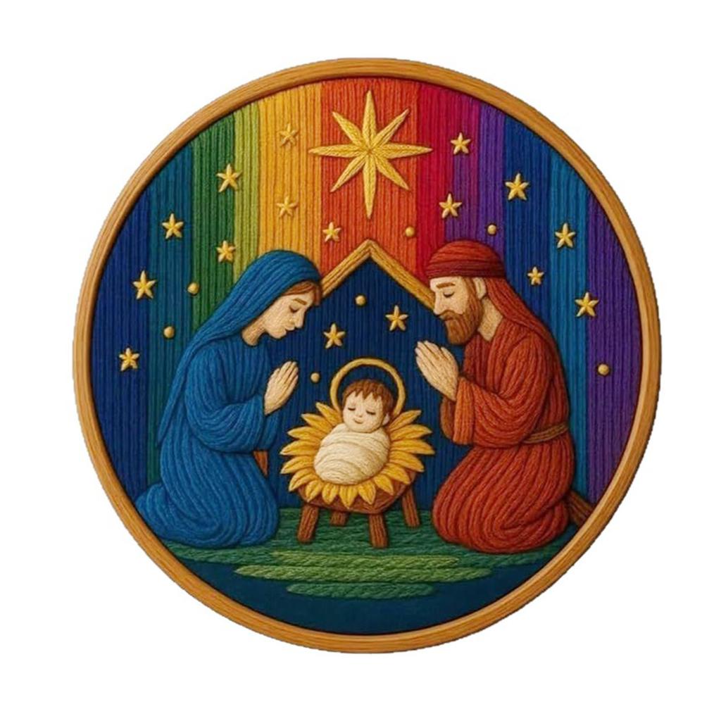 Stitch Holy Story Counted Stamped Embroidery Kit Cross Stitch Needlepoint Kit The Nativity Embroidery Kit for Adults Beginner