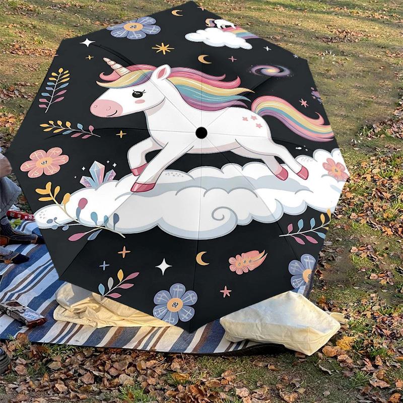 1PC Unicorn Clouds Umbrella-8-Rib Reinforced Portable Folding Travel Suitable for All Seasons Outdoor Daily Use  -J0366