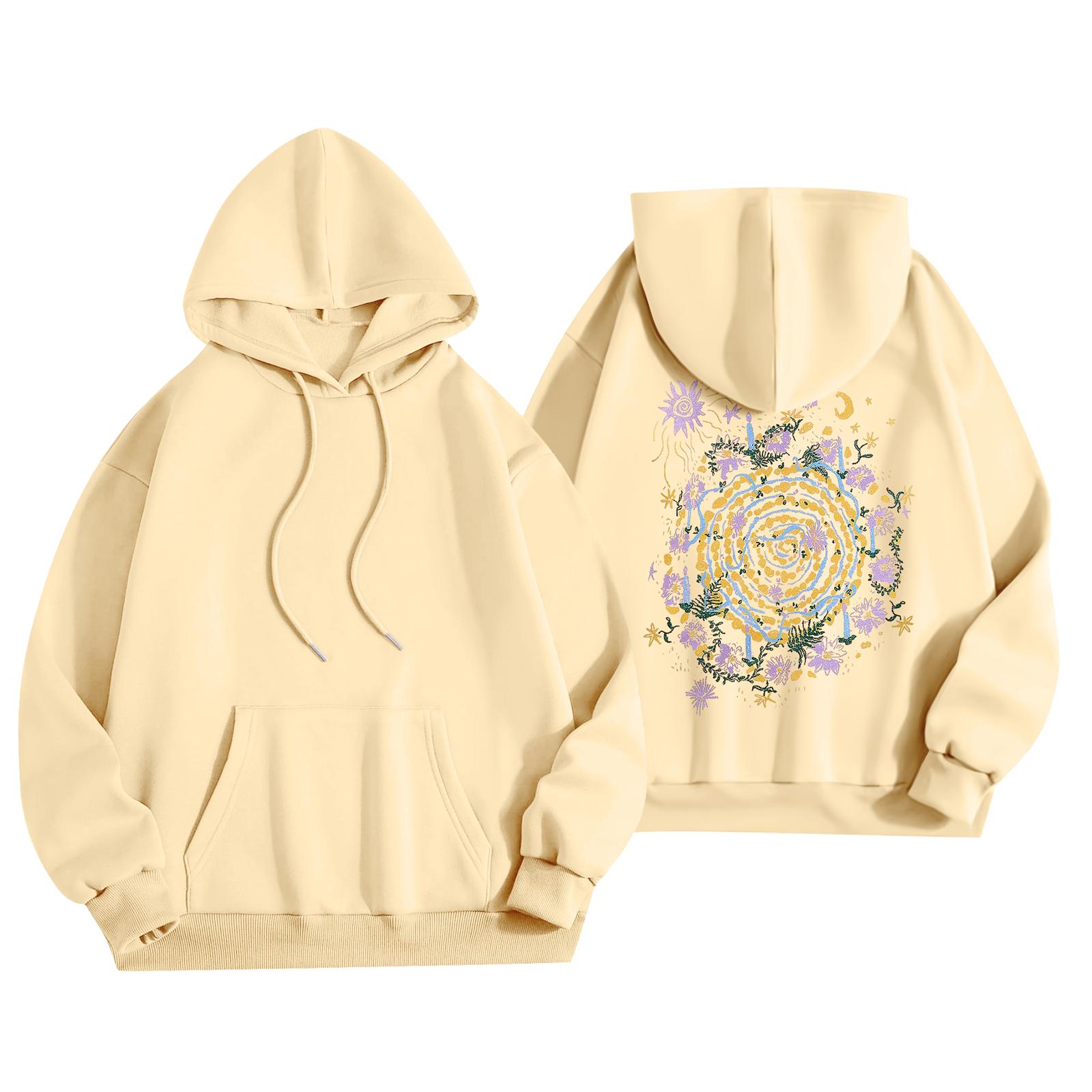 

Женская мода, женский легкий пуловер с длинными рукавами и карманами, толстовка с капюшоном в стиле консервативного стиля S шафрановый