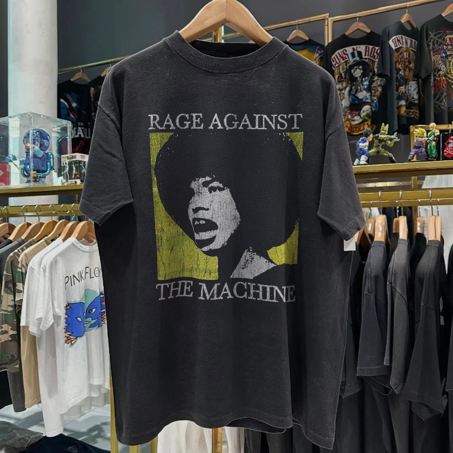 90s Rage Resist RATM X Angela Davis Washed T-Shirt Black L S