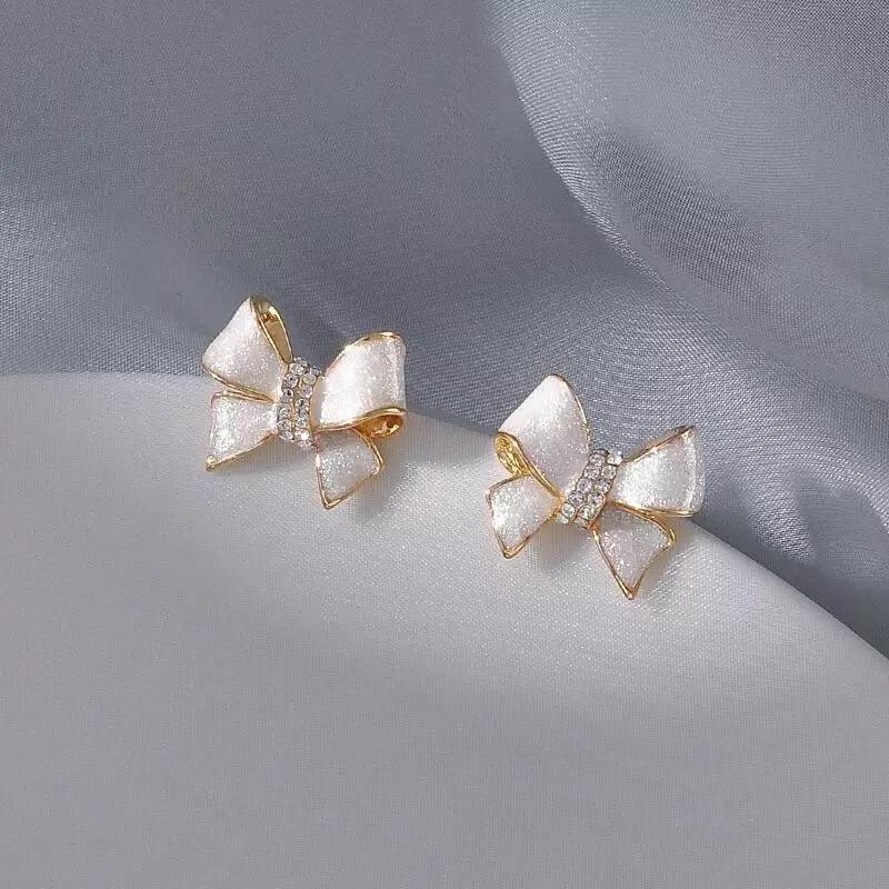 Cute Sweet Bow Earrings For Teens  Trend New Korean Fashion Small Stud Earrings Girls Daily Wear Earrings Jewelry