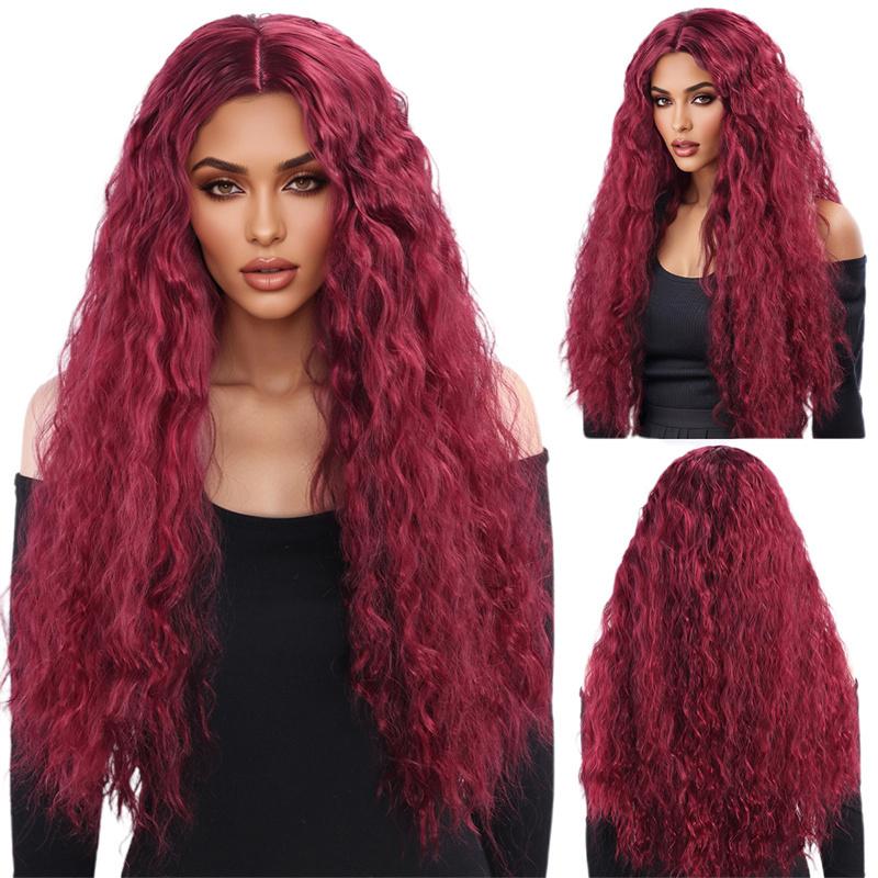 Synthetische Lange Lockige Perücke für Frau Wasserwelle Ingwer Perücke Weibliches Kostüm Cosplay Halloween Party Mädchen Lolita Perücke