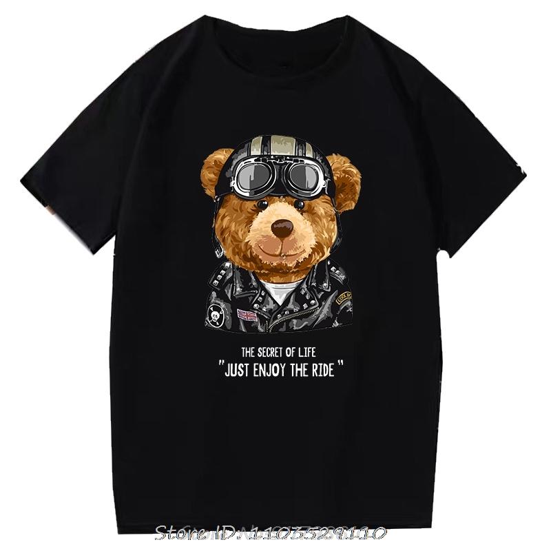 Teddy Bear Tshirt Cool Robotic Graphic Tops Harajuku Cartoon Streetwear Fitness Clothes Casual Fashion Tee Roupas Masculinas