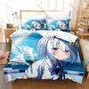 Amane Kanata Blue Hair Wing Angel Anime Print Duvet Cover + 2 Pillowcases Soft Pastel Microfiber Bedroom Decor
