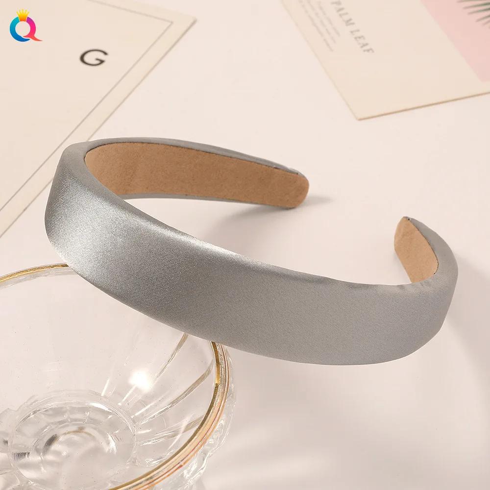 1pcs Satin Sponge Headband for Women Solid Colors Thick Hair Hoop Hairband Fashion Hair Accessories
