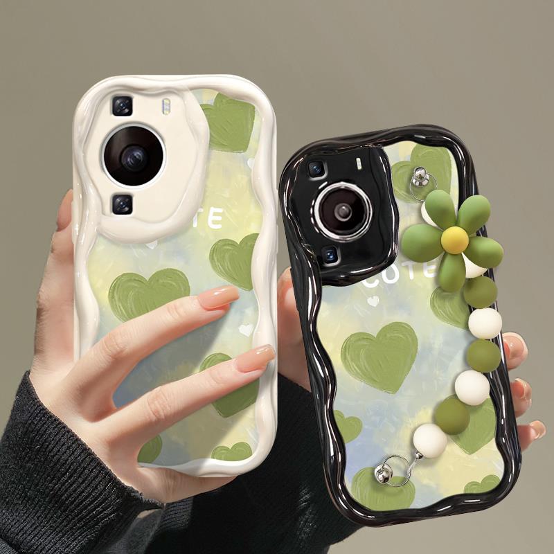 Suitable for Huawei P60 Mobile Phone Case Honor 90/70 Green Love Chain Mate50pro All-inclusive Soft Shell Nova9