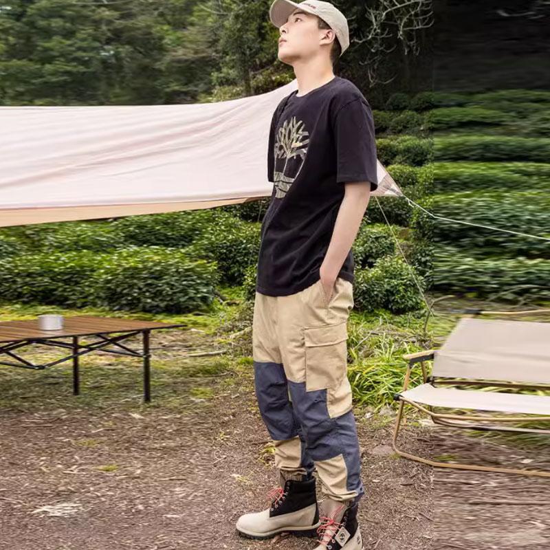 Timberland Spring Summer Breathable Casual Pattern Printed Round Neck Short Sleeve Drop Shoulder T-Shirt Men T-Shirt A6RHW-001