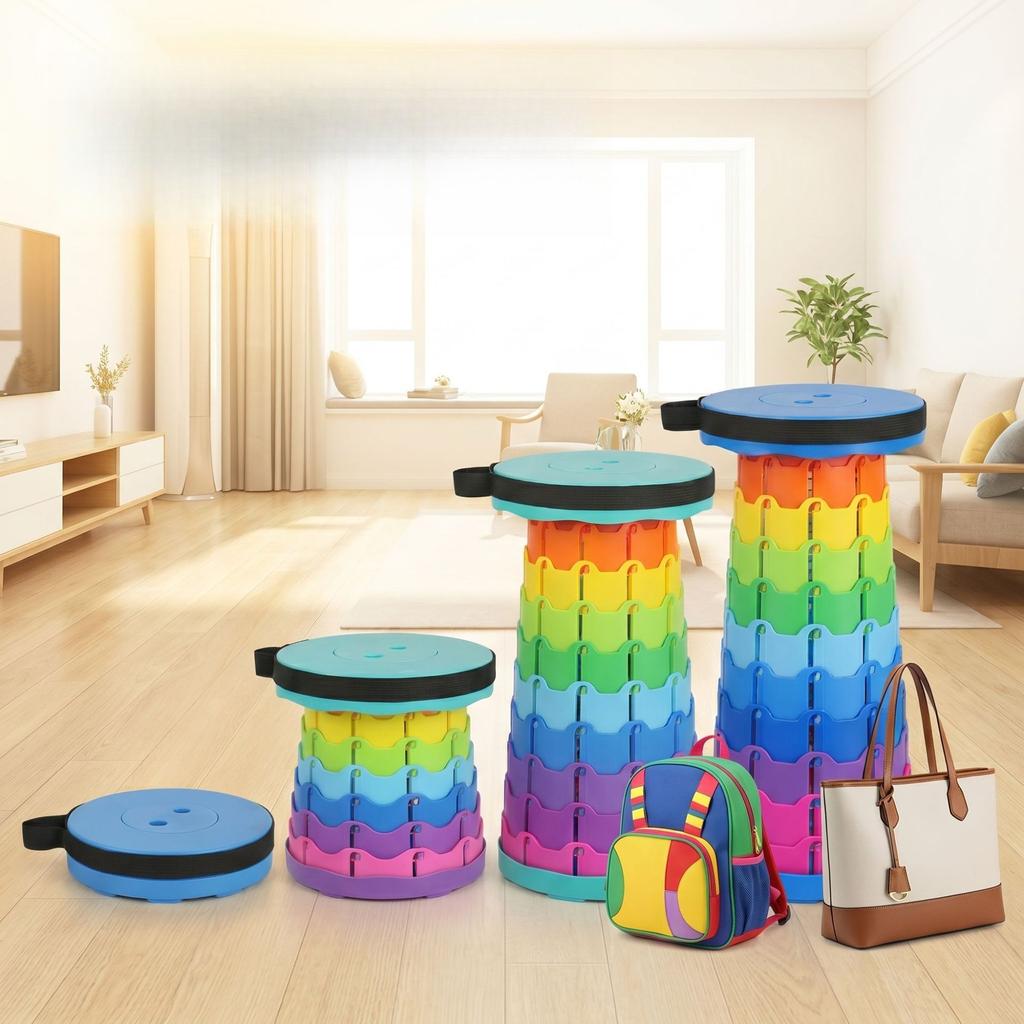 Verdickter verstärkter Klapphocker Outdoor Reise tragbare Hocker Multifunktionaler robuster Teleskop-Hocker verstellbare Höhe Camping Angelstuhl