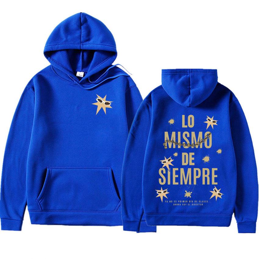 Siempre Letters Printed Humor Long Sleeve Hoodie Men's Harajuku Tracksuit Loose Sweatshirts