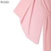 ZANZEA Women Elegant Casual Round Neck 3/4 Sleeve Loose Long Dress