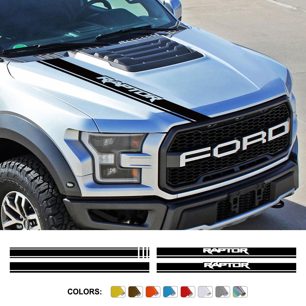 TTCD4 Car Hood Sticker For Ford F150 F-150 Ranger Raptor Truck Vinyl Stripes Decor Cover Pickup Style Decal Auto Tuning Accessories