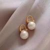 Korean Gray Zircon Pearl Pendant Earrings For Women Elegant Round Crystal Temperament Earrings Jewelry Birthday Gifts 2025