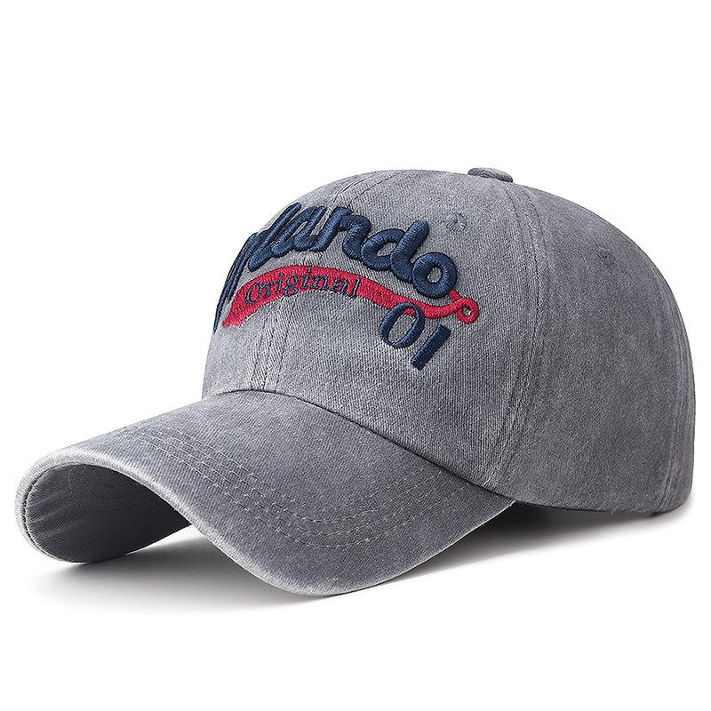 Vintage Outdoor Letters Haftowane sprane czapki baseballowe męskie i damskie casualowe z filtrem przeciwsłonecznym Bent Brim stare czapki