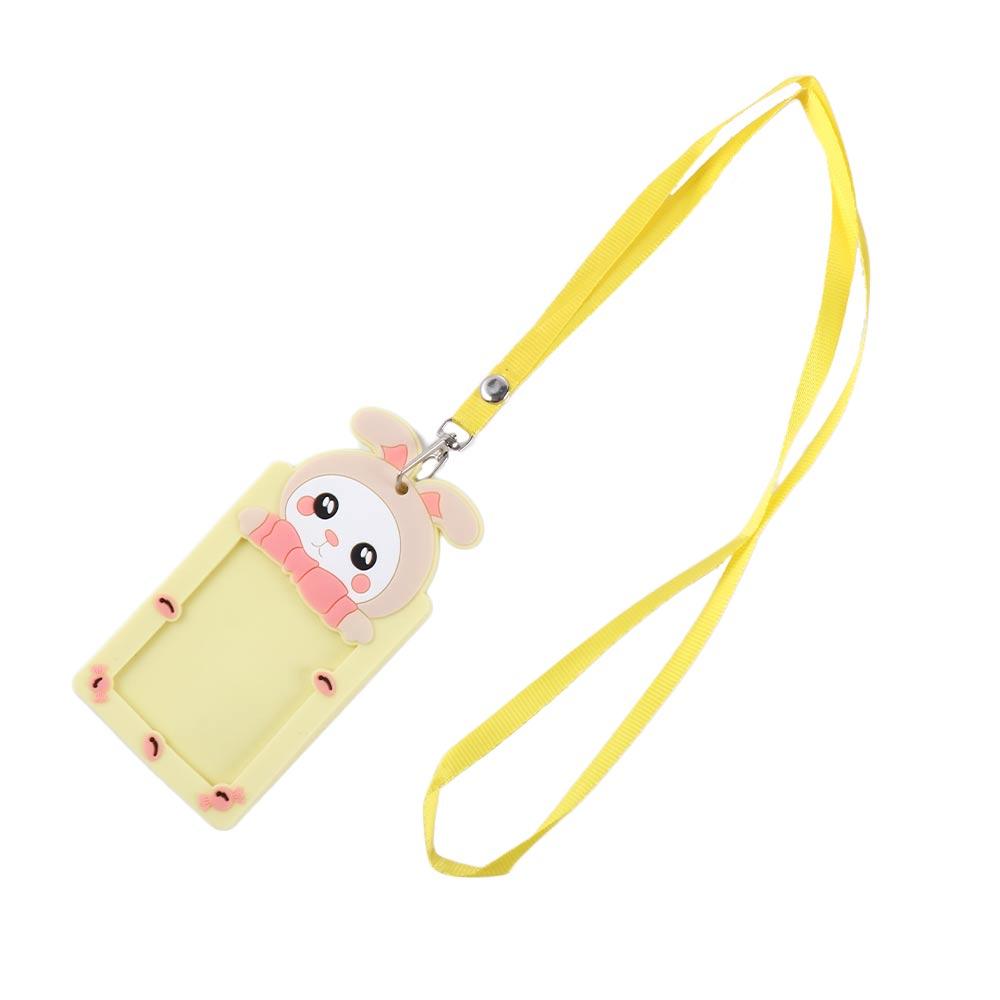 Cute Animal Bus Card School Office Supplies Work Card Protector Cover with Rope Silicone ID Badge Card Holder