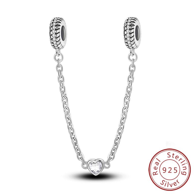 Safety Chain Charms Fit Original Copper Charms Beads Moon Star Butterfly Heart Safety Chain For Women Jewelry Gift