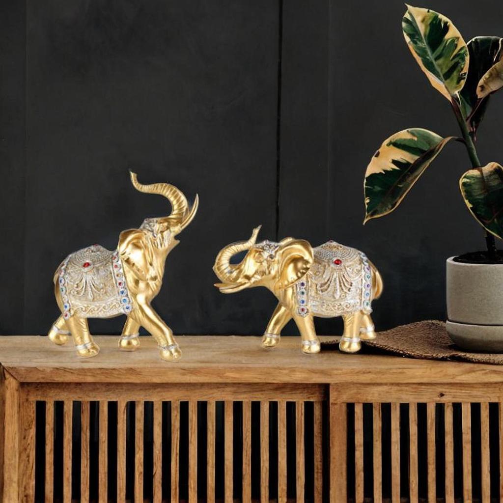 Elephant Statues Desk Ornaments Elegant Unique Figurines Resin Crafts for Wedding Office