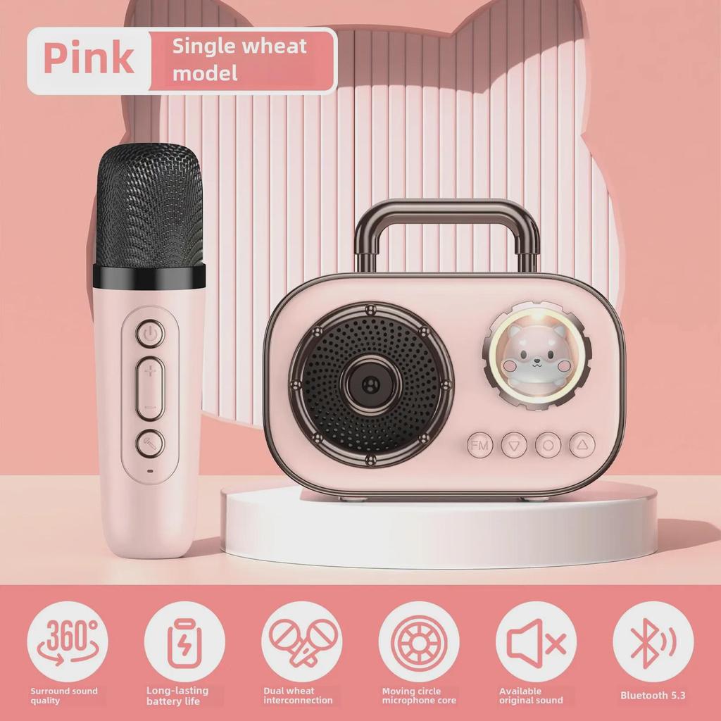 Przenośny Kreatywny Głośnik Bluetooth Kapsuła Kosmiczna z Mikrofonem do Śpiewania na Zewnątrz i Domowego KTV