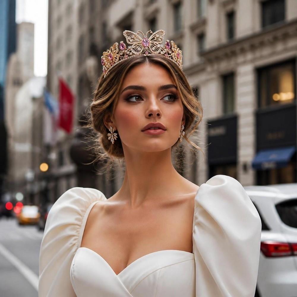 Gold Plated Bridal Tiara Crown Adjustable Fit Bridal Headpiece New Hair Crown Women
