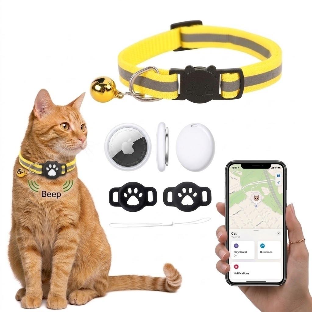 Intelligenter iOS Tracker Reflektierendes Katzenhalsband - Verstellbarer Anti-Verlust Bluetooth GPS Finder Locator Smart Tag für Katzen Kätzchen 3