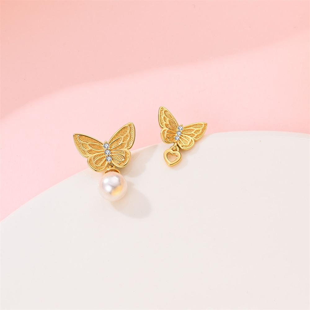 Pearl Sweet Gold-colored Earrings for Women Girls Trendy Fashion Jewelry High Quality Dainty Elegant Gift