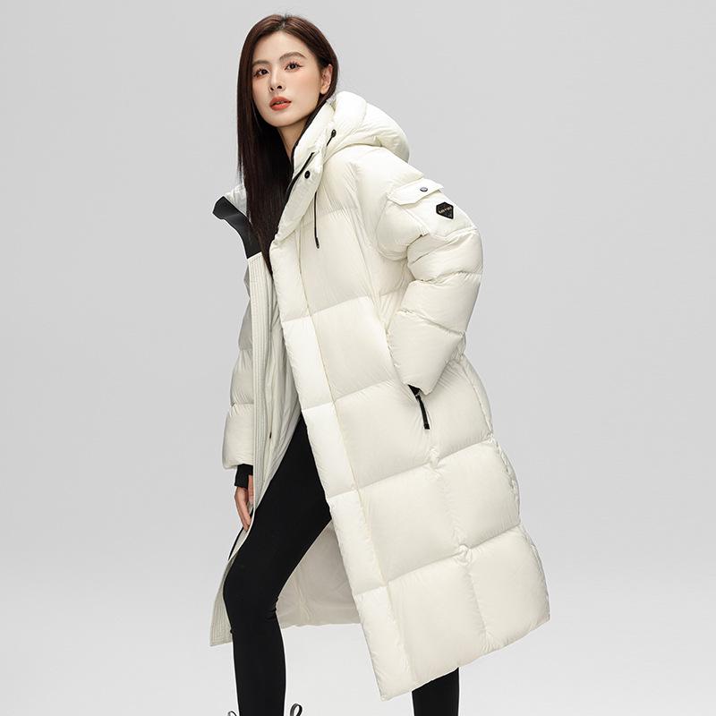 

Пуховое пальто из гусиного пуха, 300 г: Мужская и женская сверхтолстая зимняя длинная пуховая куртка для экстремально холодных условий S (55-60 kg)