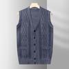 Middle-aged and Elderly Autumn and Winter Men's Vest Knit Sweater Dad Cardigan Vest Old Man Sweater Men's Grandfather Vest Jacket