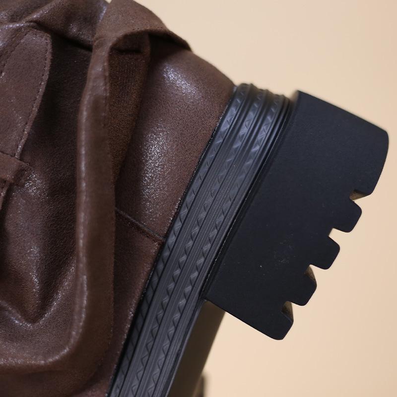 2025 New Women's Retro European-Style Over-the-Knee Boots with Thick Soles and Buckles