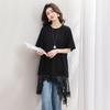 Women's Asymmetric Lace Patchwork Loose Short-Sleeve T-Shirt