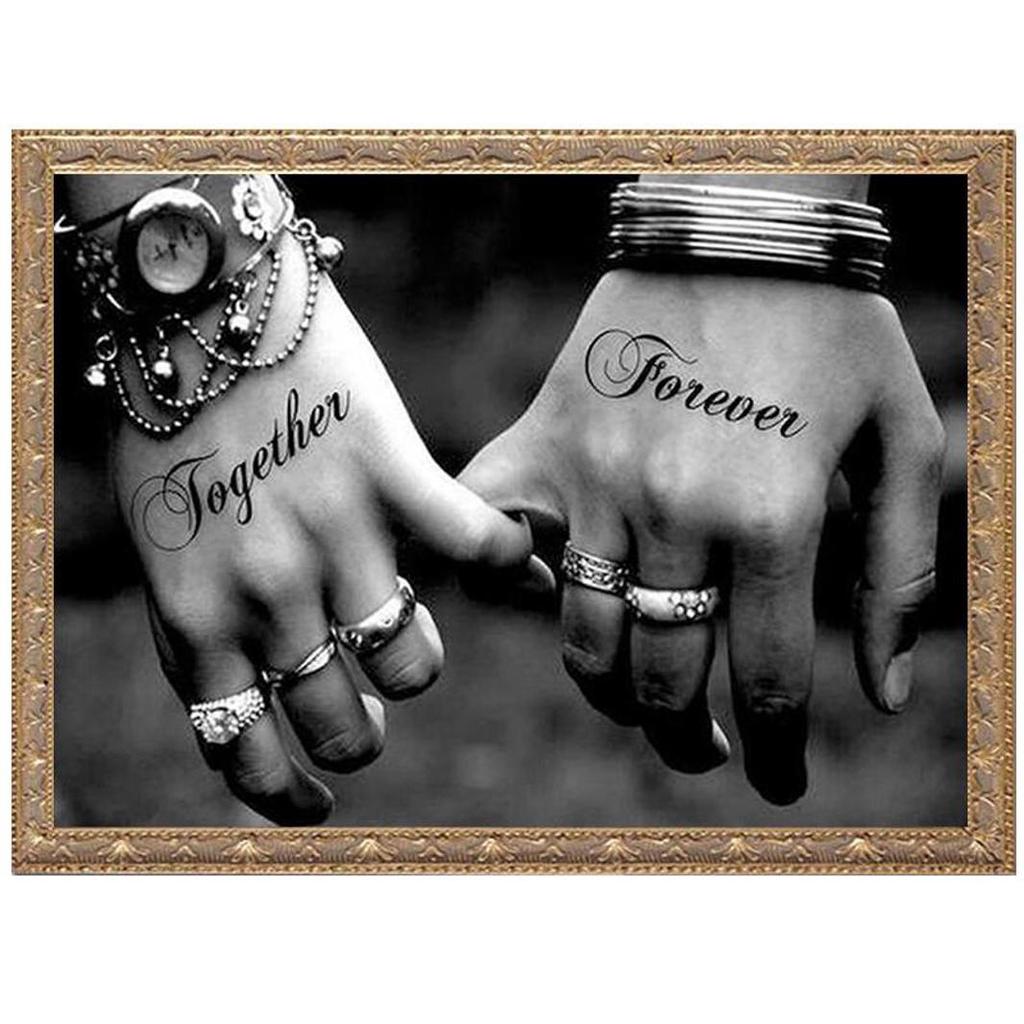 5D DIY Diament Malarstwo Para Trzymająca Ręce Pełne Okrągłe Dżetów Haft Mozaika