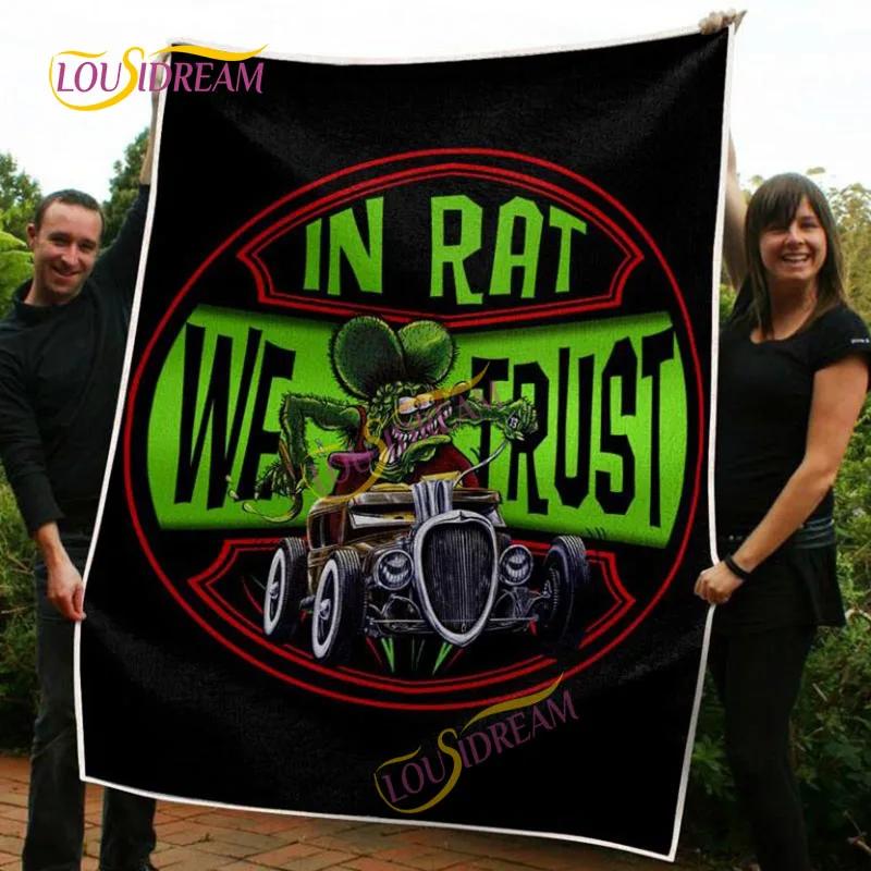 Portable Multifunctional Children's holiday birthday Gift Cartoon Rat Fink Cute Home Bedroom decoration Warm Sherpa blanket