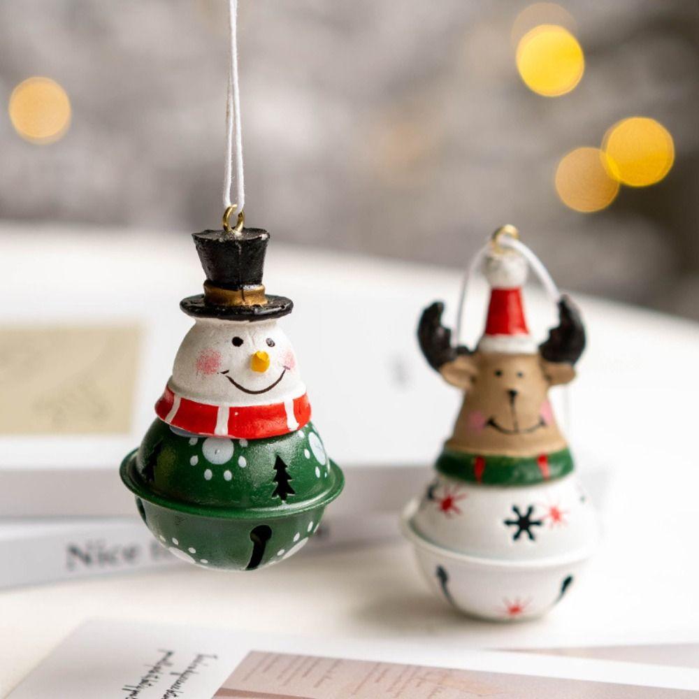 Lovely Iron Christmas Hanging Bell Bell DIY Cartoon Santa Claus Red Green Jingle Bells