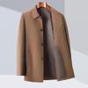 Men's Autumn Wool Button-up Jacket - Dad Style Lapel, Business Outerwear for Middle-aged & Elderly