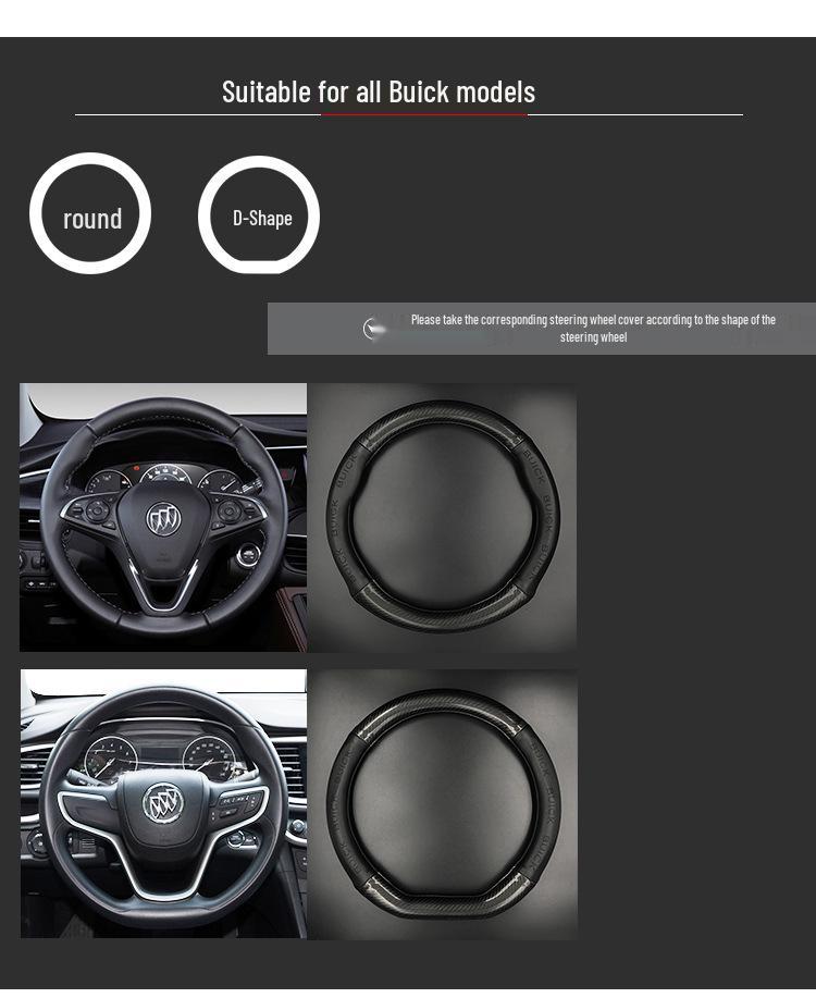 Buick Steering Wheel Cover for Envision, Regal, Excelle, Encore - Carbon Fiber Leather