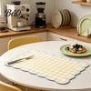 Water Absorbent Dry Mat Diatomite Plaid Placemat with Wavy Edge, Heat Resistant Non-slip Table Mat, Quick Drying for Kitchen Counter