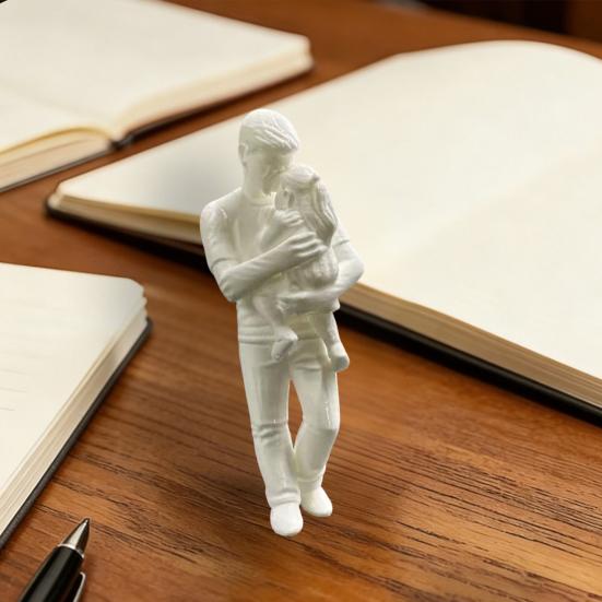 Dad Birthday Gifts from Daughter, 3D Printed Father Holding Kids Figurine, Dad Child Sculpture for Father's Day, Office Desk Decor