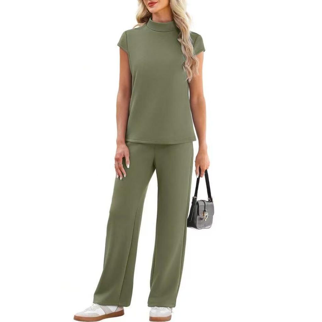 Fashion Women's Round Neck Short Sleeved Pants Fashion Casual Suit