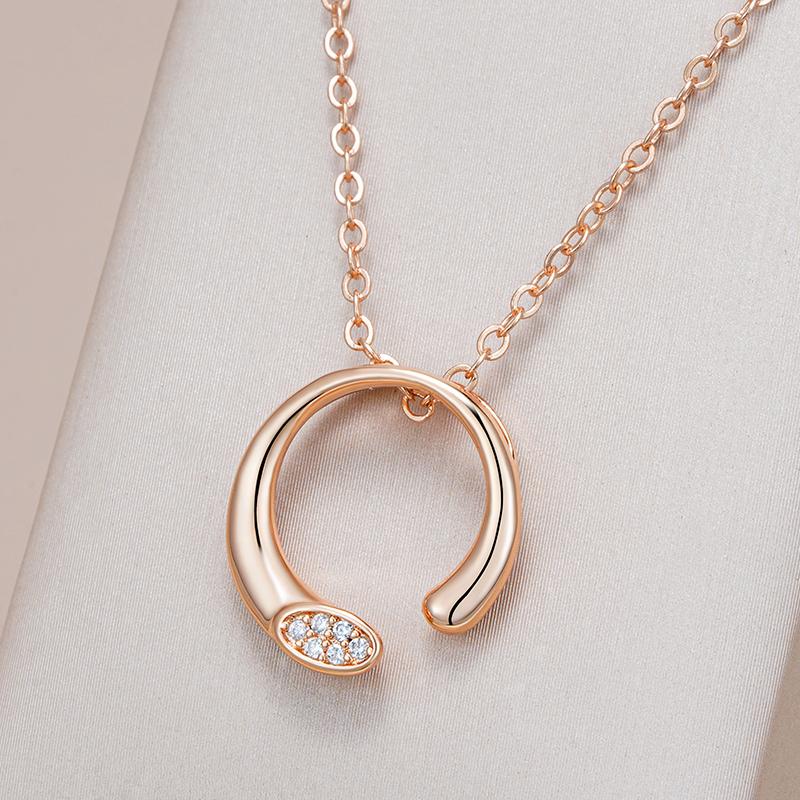 Simple  Rose Gold Color Pendant Necklace For Women Fashion Unique Natural Zircon High Quality Daily Fine Jewelry