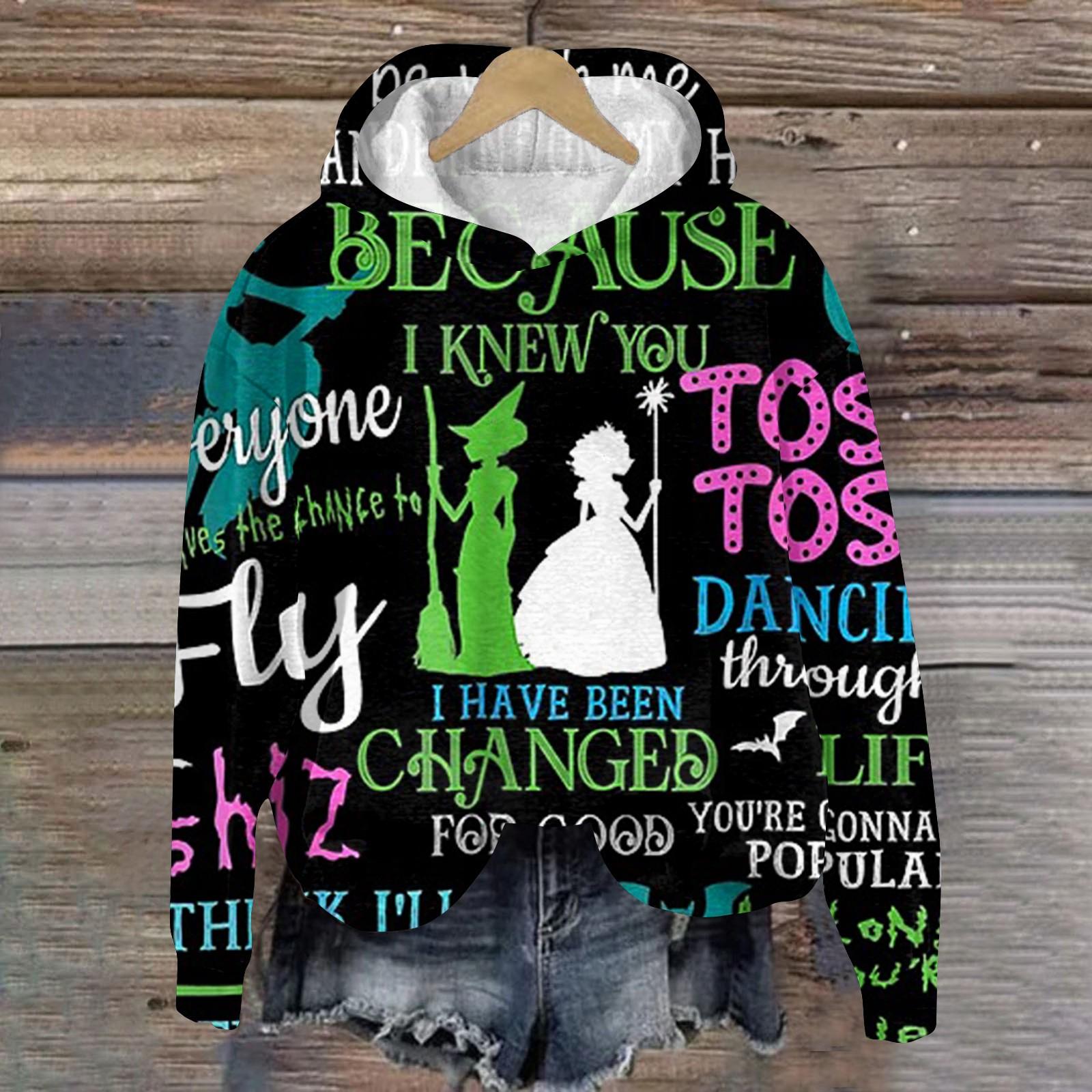 

Жіночий модний худі-пуловер з принтом «Погана відьма» XXXXXL темно-зелений колір