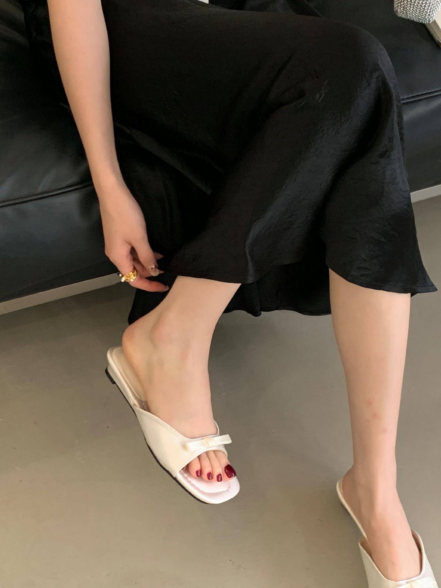 

Французские сказочные розовые тапочки на танкетке - Открытый носок, один ремешок, универсальные летние шлепанцы для женщин Size 37 абрикосовый