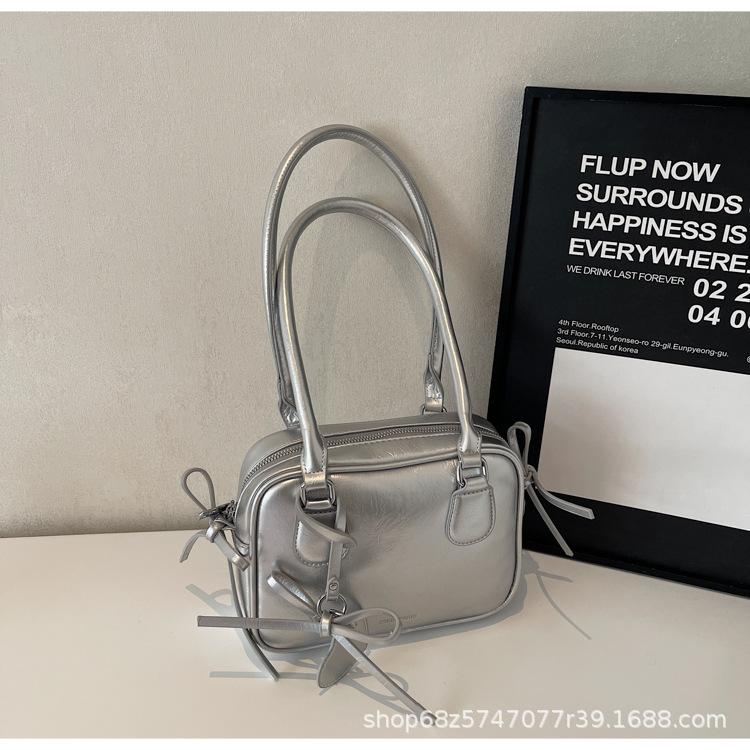 Retro pillow bag women's high-end sense small fresh handbag fashion literary bowling bag single shoulder messenger bag