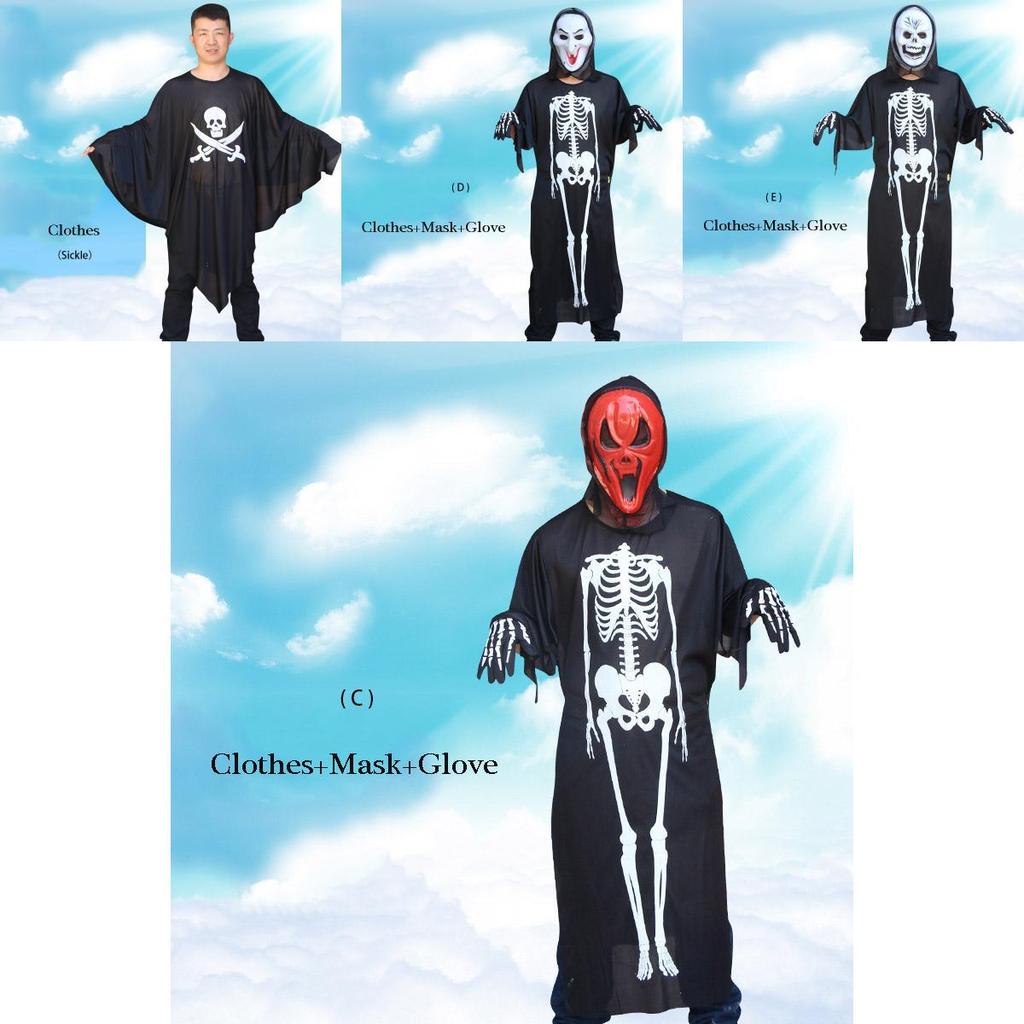 Premium Quality Halloween Costume Masquerade With Human Skeleton Ghost And Devil Mask