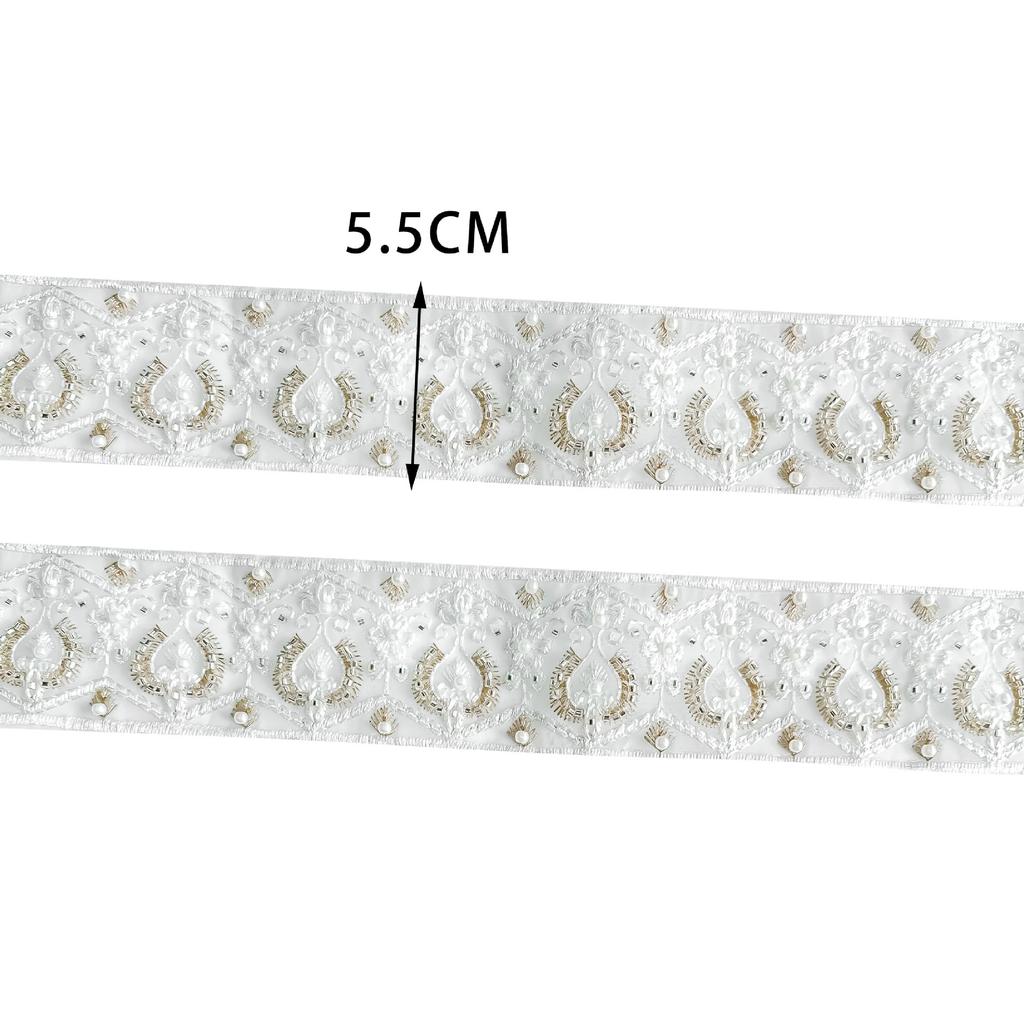 5.5Cm Exotic Style Handmade Beads European Heel Yarn Embroidery Barcode Clothing Cuffs Collar Decorative Lace Accessories
