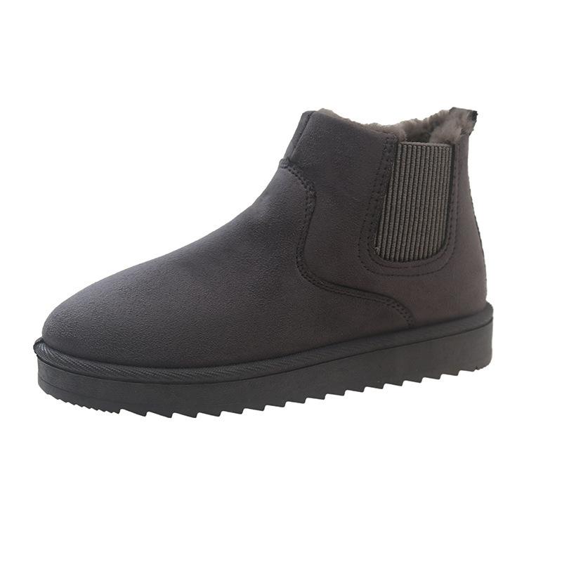New autumn and winter snow boots warm solid color large size wool cotton boots elastic band thick sole short cotton shoes
