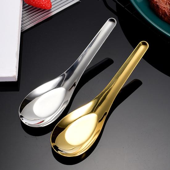 Asian Soup Spoon Stainless Steel Dinner Spoon Mirror Polished Chinese Soup Spoon for Bouillon Dessert Cereal Ramen Noodles Wonton Pho Thai