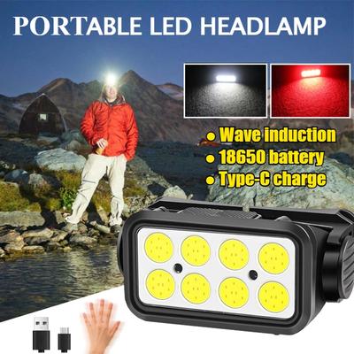 Portable USB Rechargeable Headlamp LED Headlight Built-in Battery Waterproof Head Flashlight Hiking Camping Head Front Torch