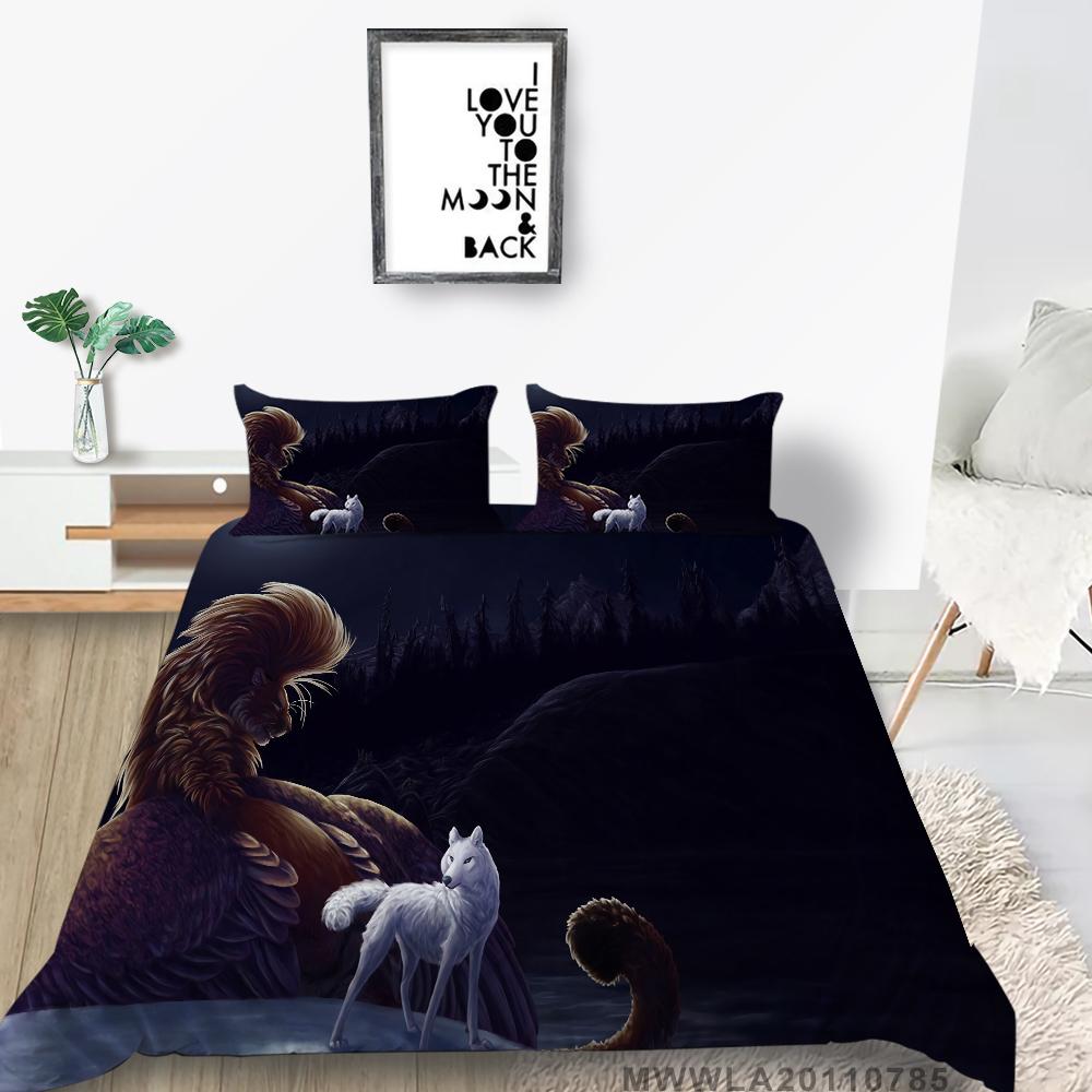 Duvet Cover Set with Pillowcase Wolf Painting Luxury Home Bed Clothes Unique Design Cool Bedding Cover Suit Fashionable