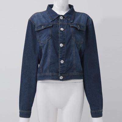 Fashion Womens Basic Button Down Denim Jean Jacket Cropped Denim Jacket With Navel