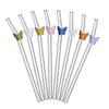 4Pcs Reusable Glossy Colored Bow Glass Straw Sturdy And Durable High Borosilicate Straw For Smoothies, Milkshakes And Juices