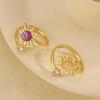 Luxury Zircon Rings for Women Purple Aesthetic Finger Ring Exquisite Vintage Ring Open Adjustable Wedding Party Jewelry Gift Goth Ring